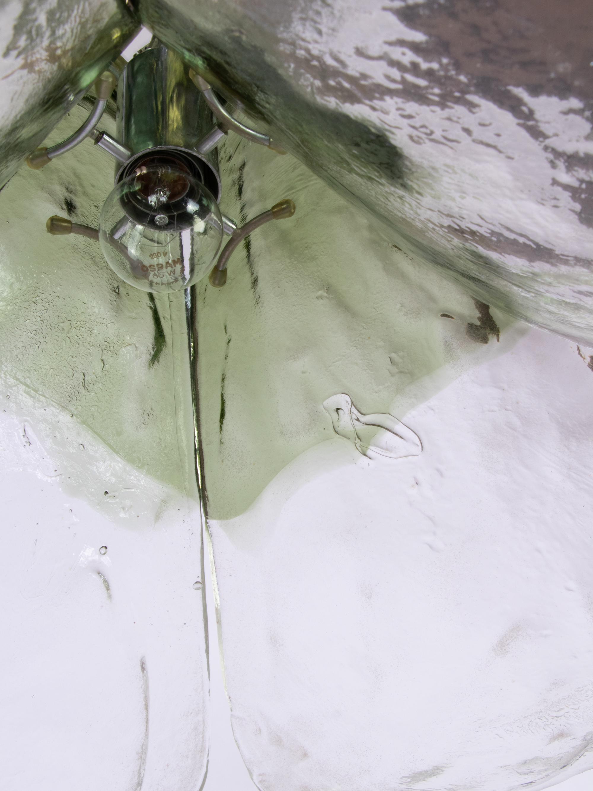 Acciaio Lampada a sospensione Mazzega Tulipano in Greene & Greene Murano di Carlo Nason Italia 1960s in vendita