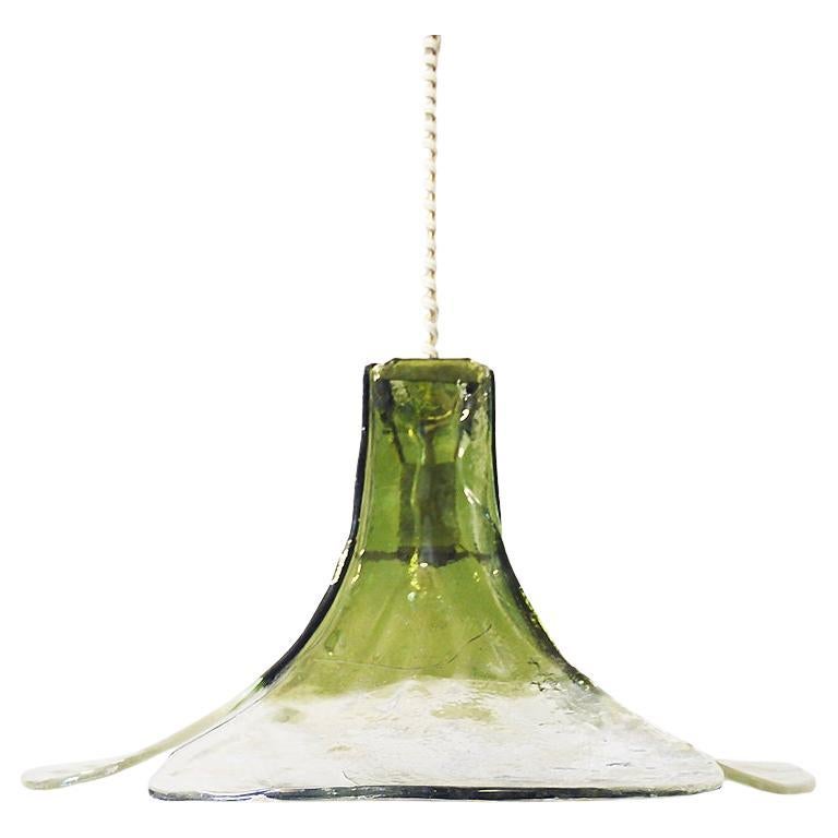 Mazzega Tulip Pendelleuchte Grünes & klares Murano Glas by Carlo Nason Italien 1960s