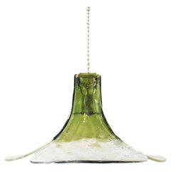 Mazzega Tulip Pendelleuchte Grünes & klares Murano Glas by Carlo Nason Italien 1960s