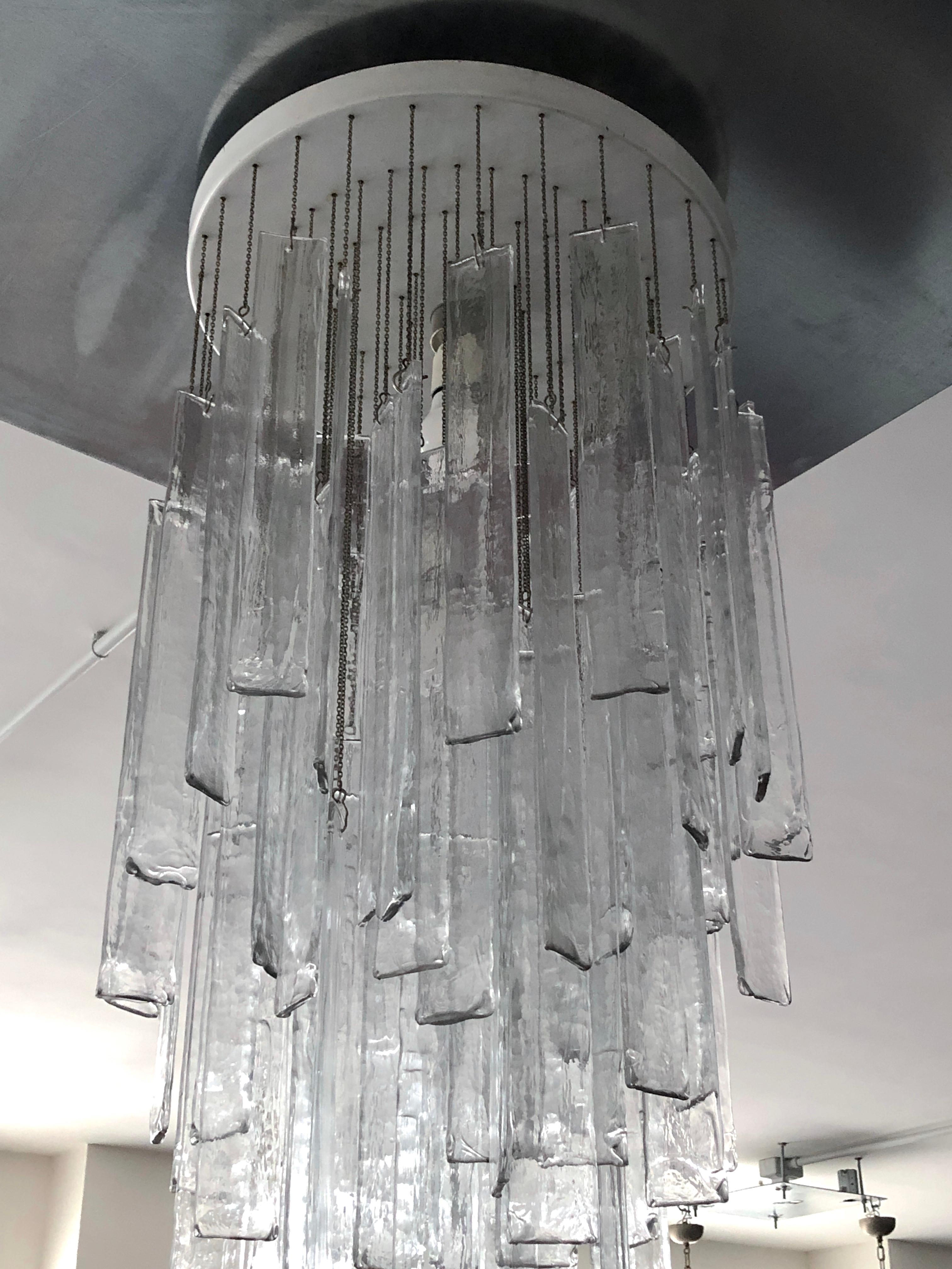 Mazzega, Vintage Clear Murano Glass Elements Chandelier from 70s For Sale 5