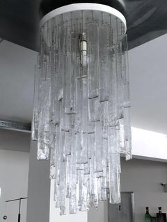 Mazzega, Vintage Clear Murano Glass Elements Chandelier from 70s