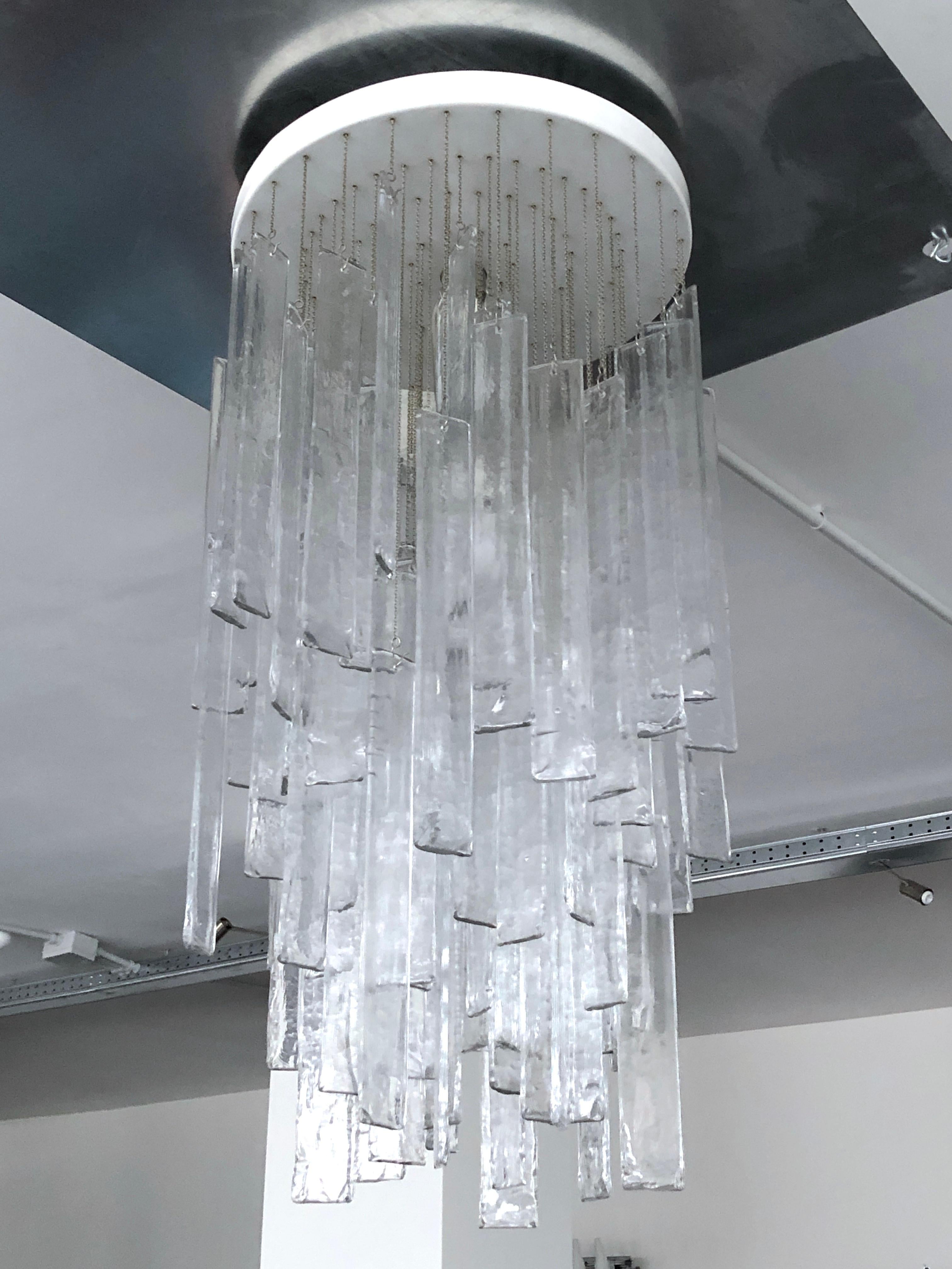 Mid-Century Modern Mazzega, Vintage Clear Murano Glass Elements Chandelier from 70s For Sale