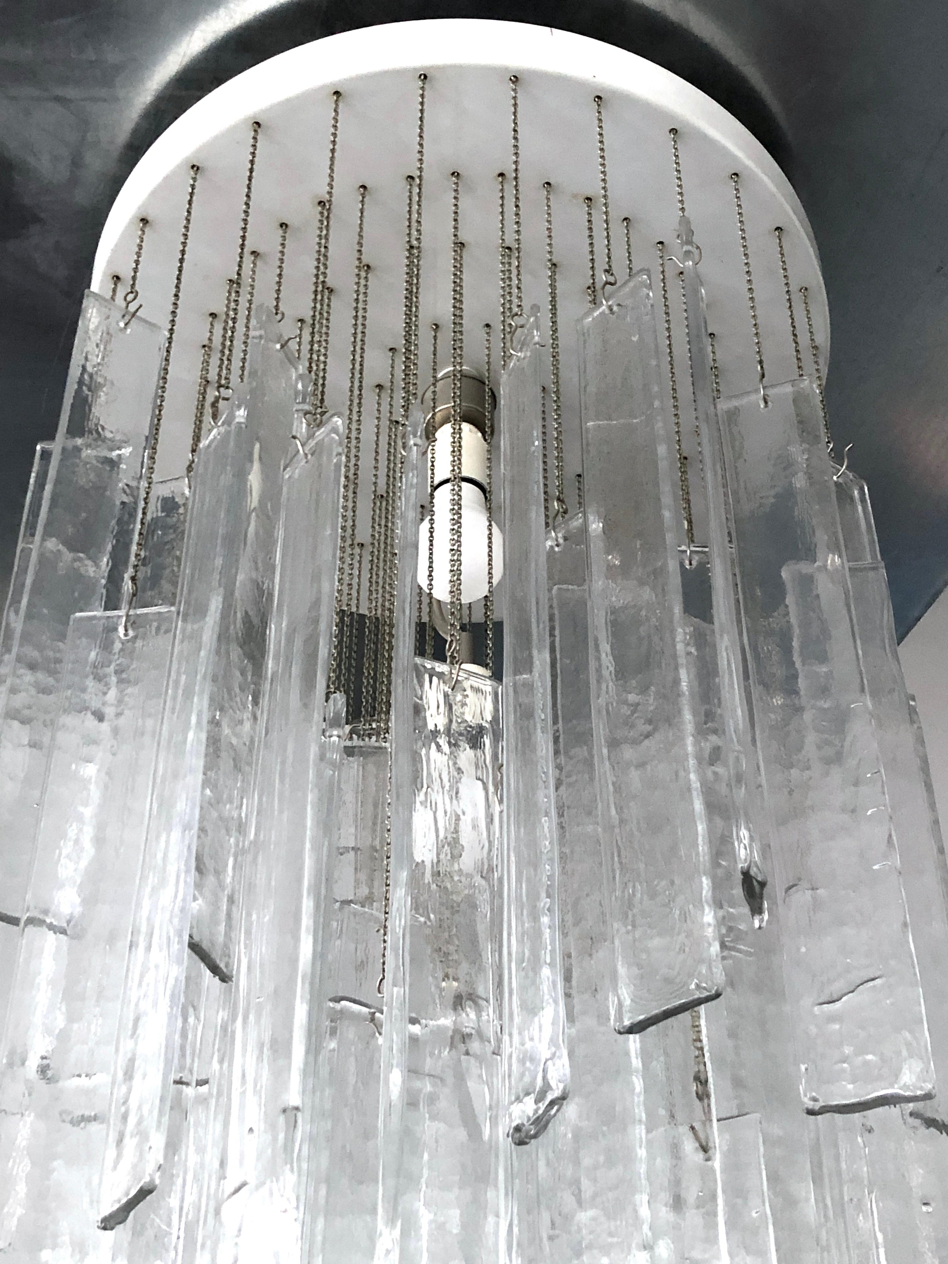 Mazzega, Vintage Clear Murano Glass Elements Chandelier from 70s For Sale 1