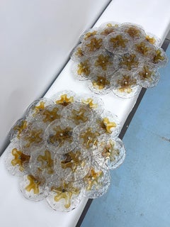 Mazzega, Vintage pair of large ceiling lamps in Murano glass. Itally 1970s