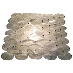 Mazzega Wall Light 1960, Murano Glass Iridescent White Transparent and Metal