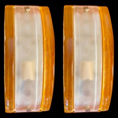 Mazzega wall lighting Glass Murano bicolore pair , Italy, 1970