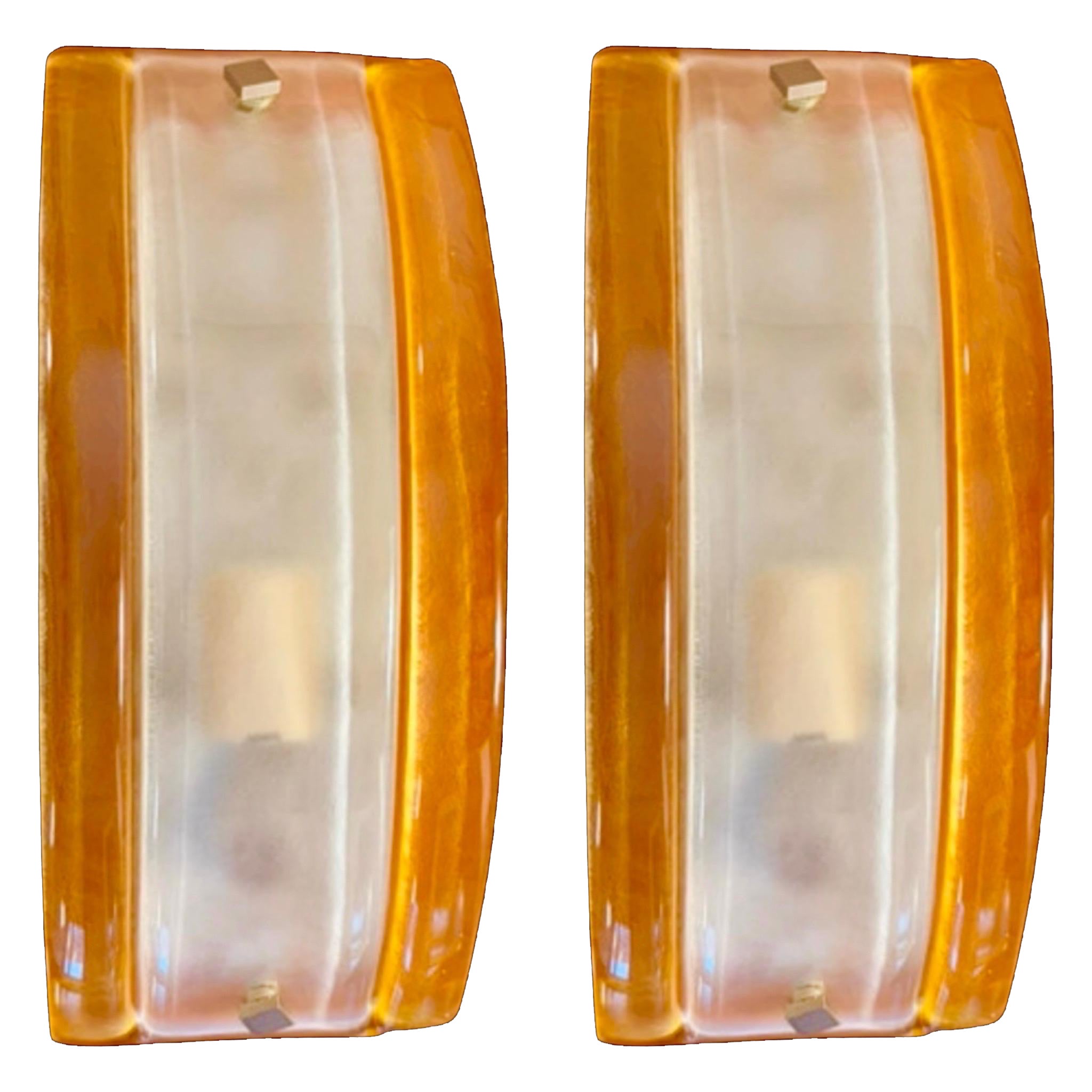 Mazzega wall lighting Glass Murano bicolore pair , Italy, 1970