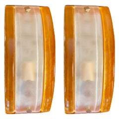 Mazzega wall lighting Glass Murano bicolore pair , Italy, 1970