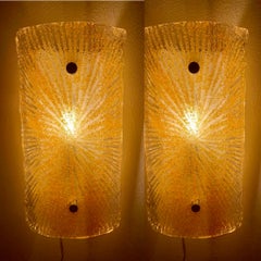 Mazzega wall lighting Glass Murano gold incrustation pair , Italy, 1970