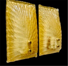 Mazzega wall lighting Glass Murano gold incrustation pair , Italy, 1970