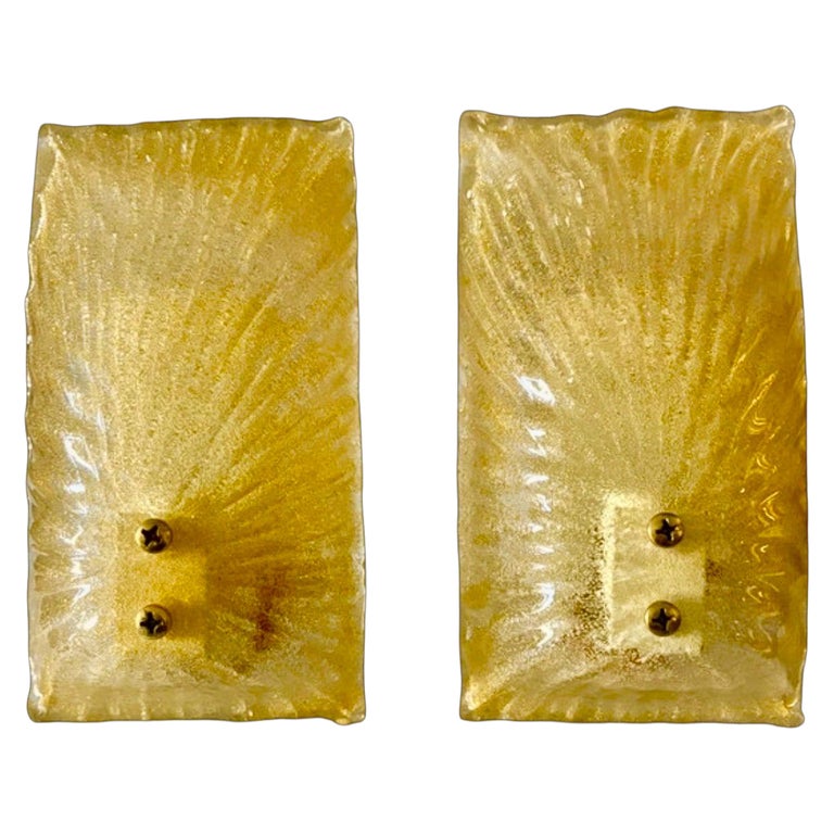 Mazzega wall lighting Glass Murano gold incrustation pair , Italy, 1970