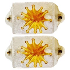 Applique murale Mazzega en verre de Murano en forme de rayon de soleil, Italie, 1970