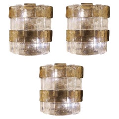 Mazzega Wall Lights with Lattice Murano Glass