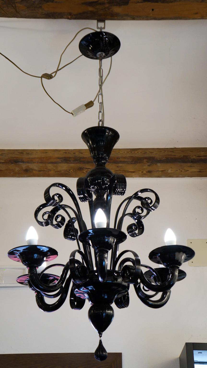 modern black glass chandelier