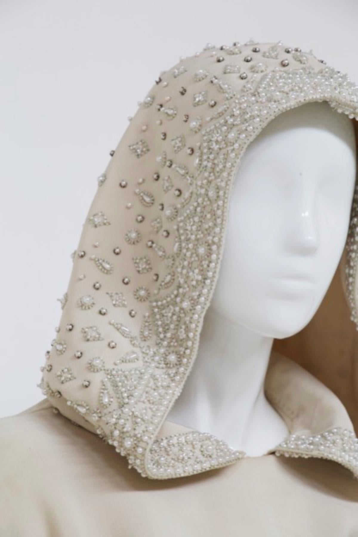 Women's Mazzuchelli Vintage Sartorial Hooded Dress w Beading For Sale