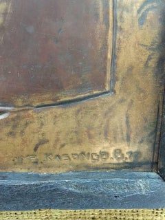 African Art by MB Kasongo Banza Meso, L'Angoisse II, Brass Relief, 1977