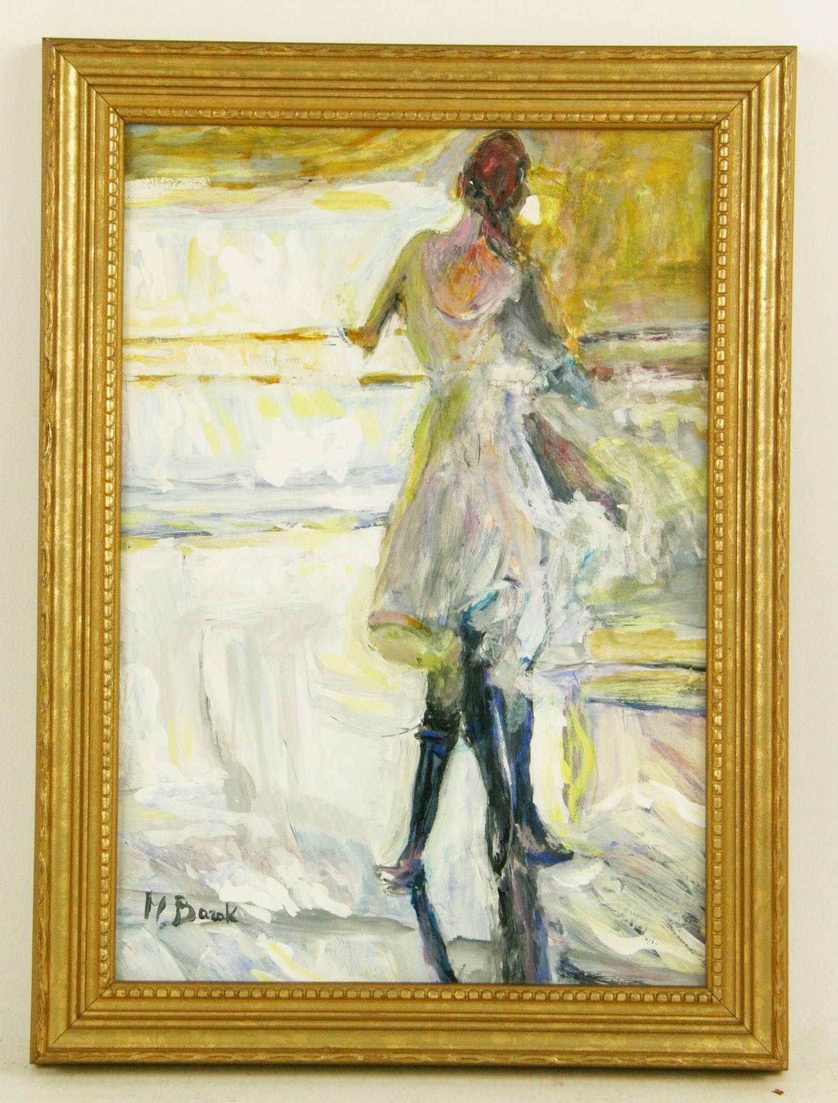M.Barak Abstract Painting - 20th Century Swedish School "Dancing Together" Figurative  Painting