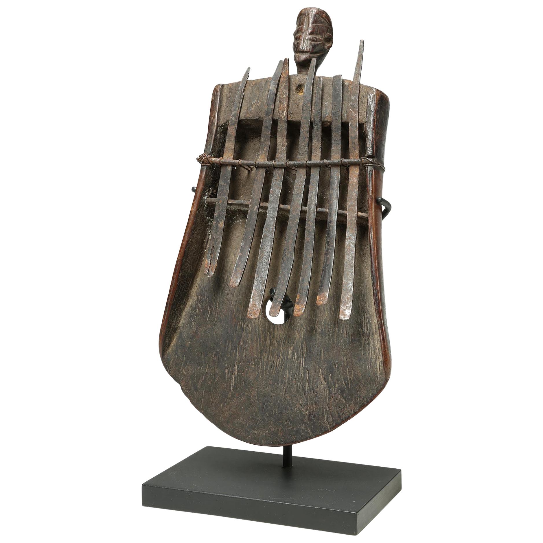 Mbira or Sanza Congo Early 20th Century African Tribal Musical Instrument face For Sale