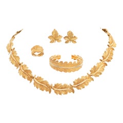 Retro M.Bucellatti parure 18k yellow gold Leaf set