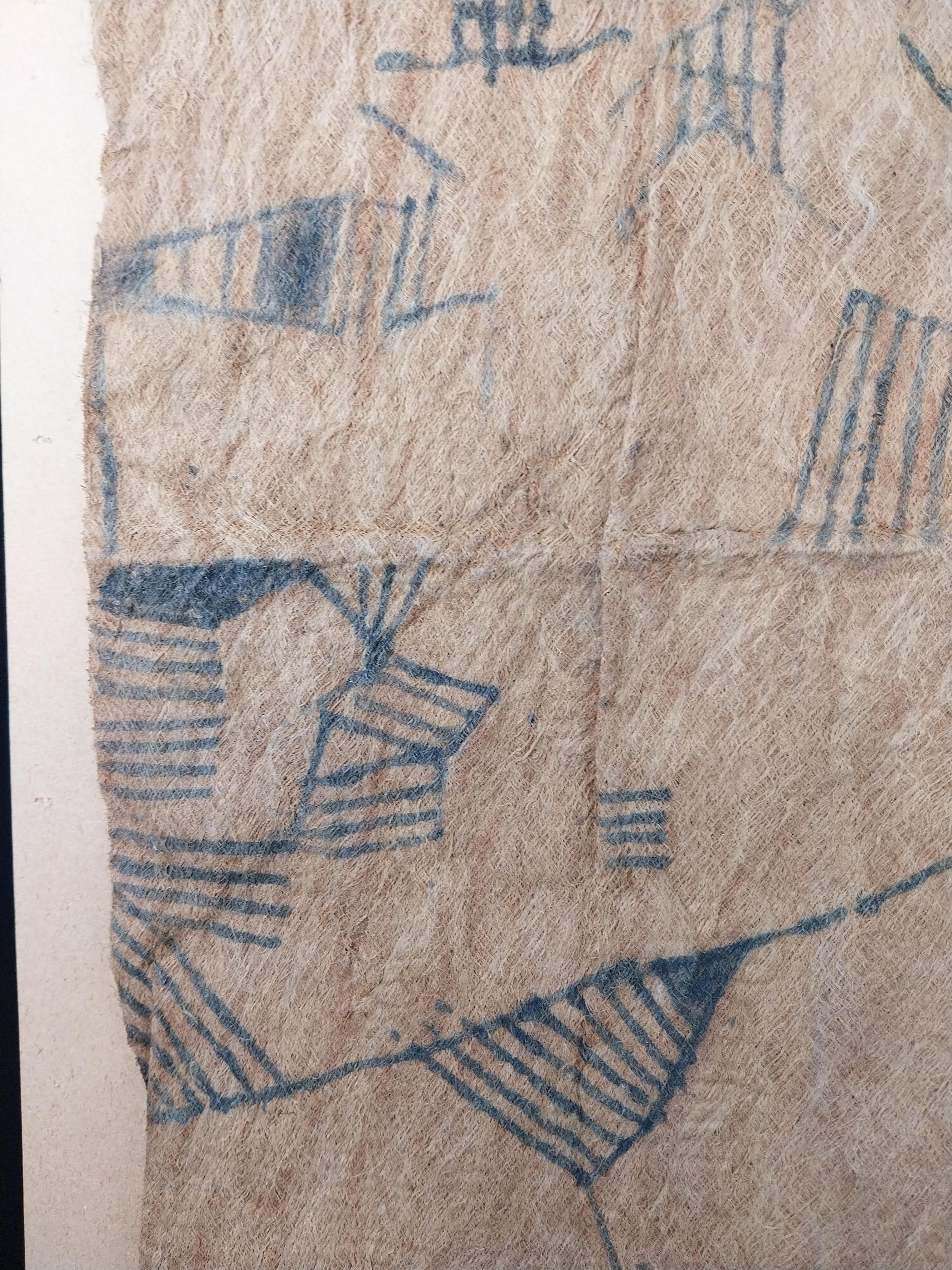 Fait main Tissu d'écorce traditionnel peint à la main Pygmee Ituri en vente