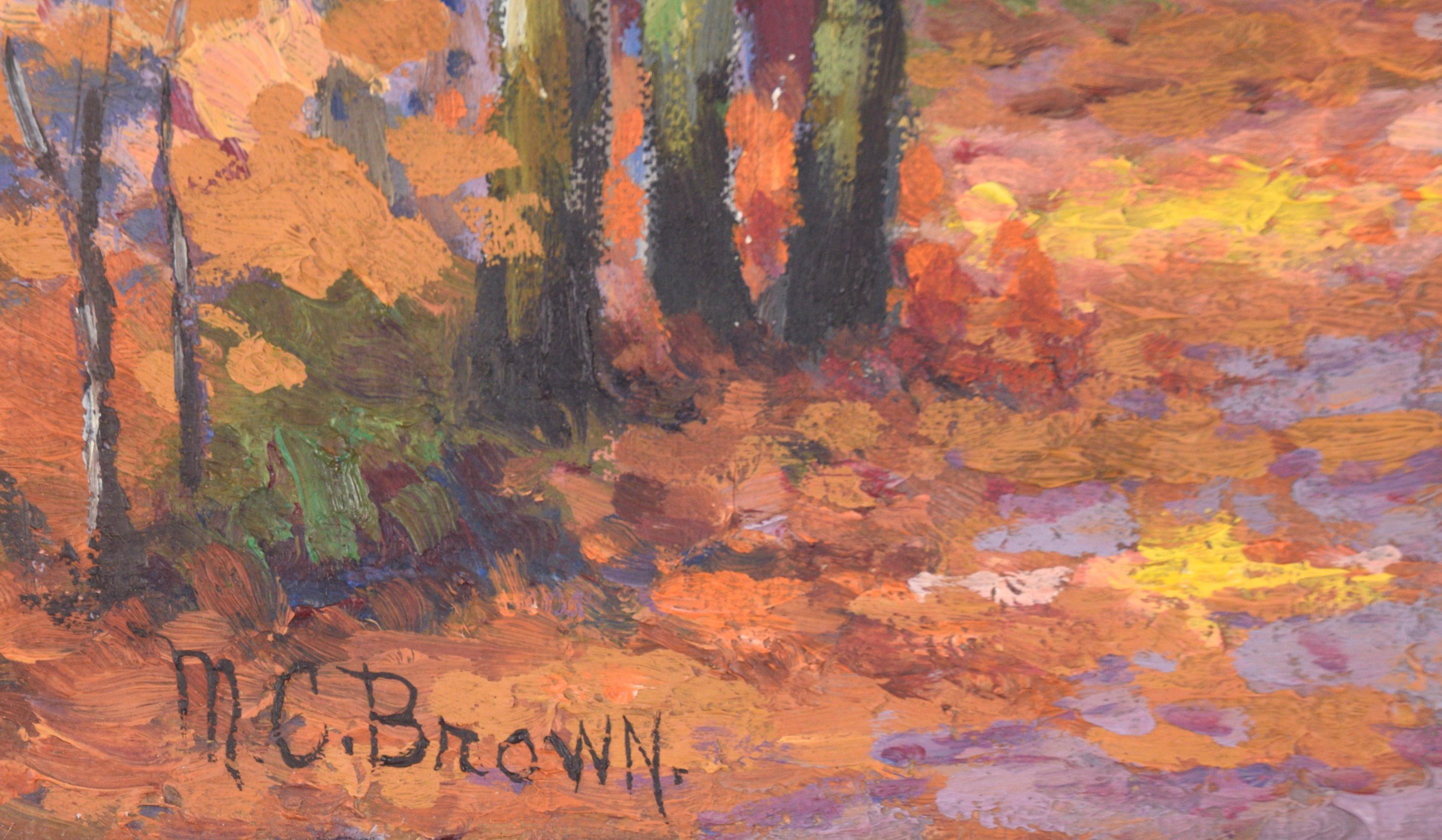 Fallen Leaves on the Path at Estes Park, Colorado - Autumn Landscape 1940 For Sale 3