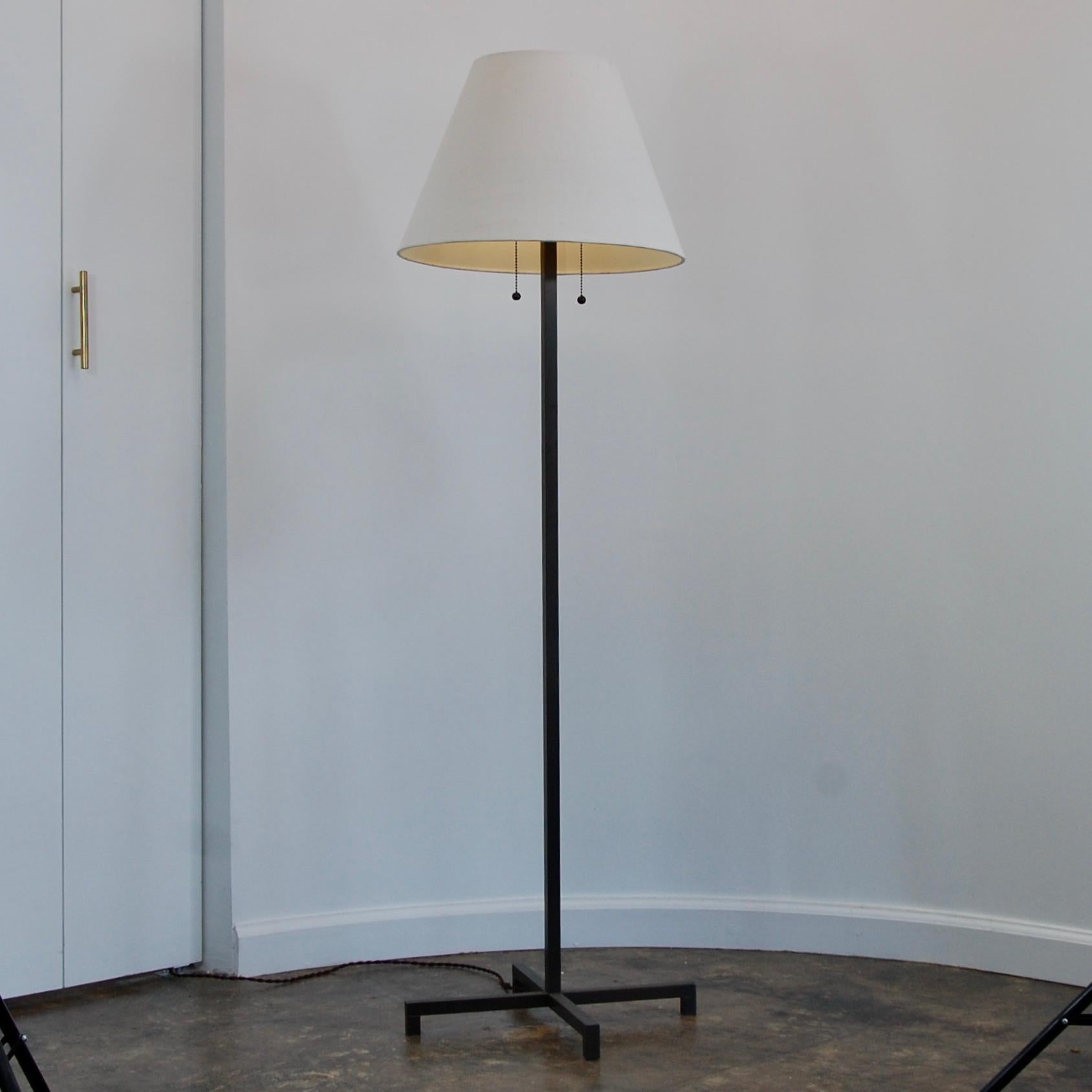 Patinated MC Floor Lamp, X Base For Sale
