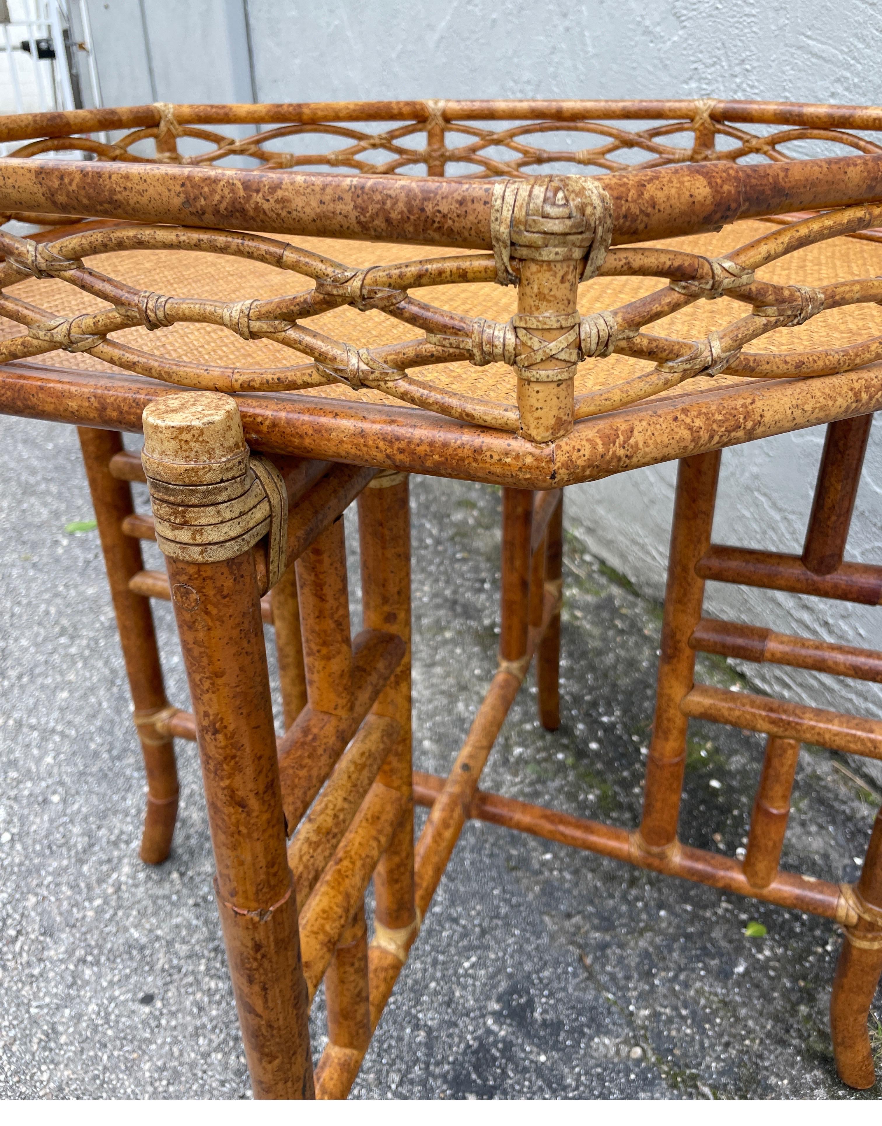 Mc Guire Chinoiserie Style Bamboo Tray Table 6