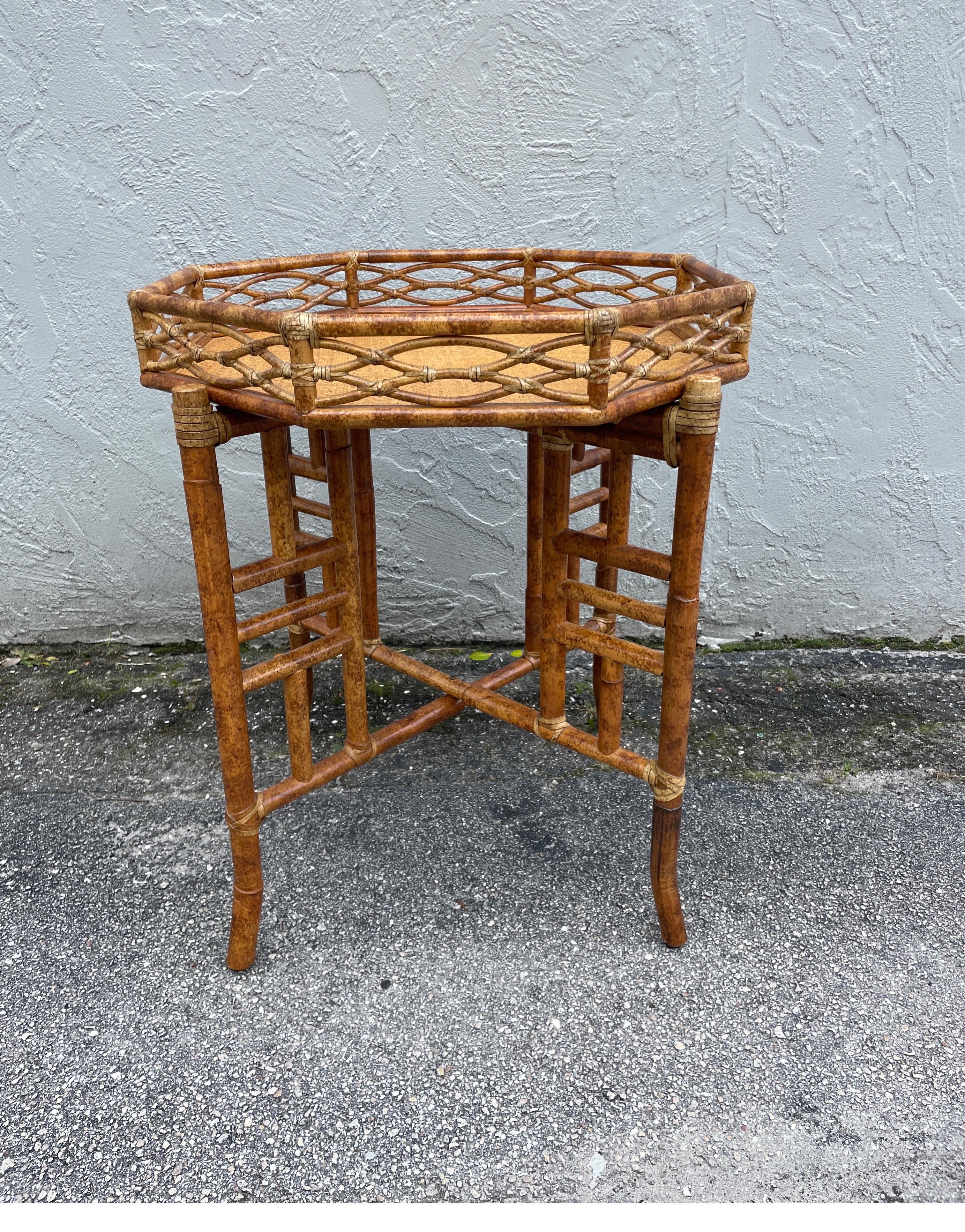 Mc Guire Chinoiserie Style Bamboo Tray Table In Good Condition In West Palm Beach, FL