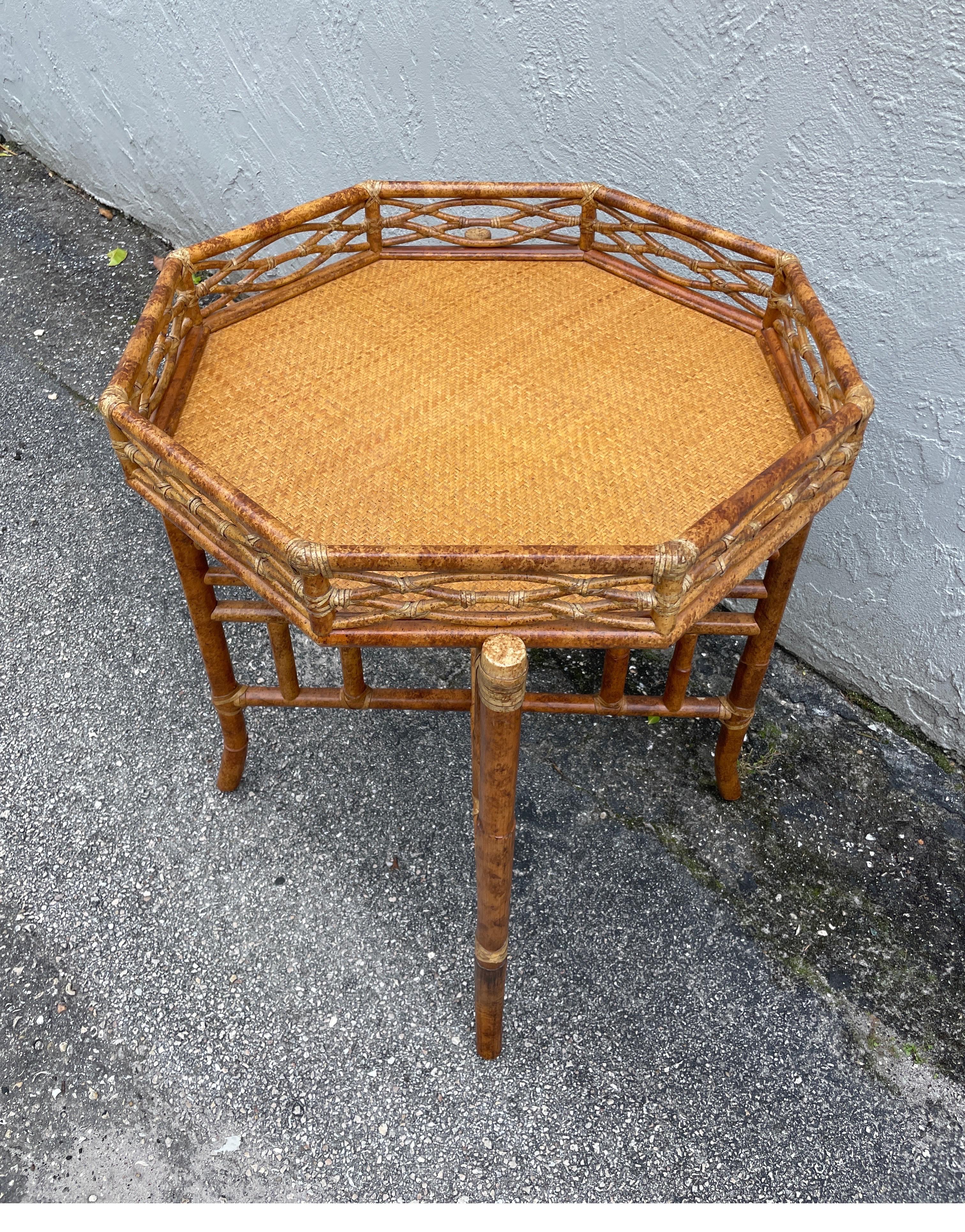 20th Century Mc Guire Chinoiserie Style Bamboo Tray Table