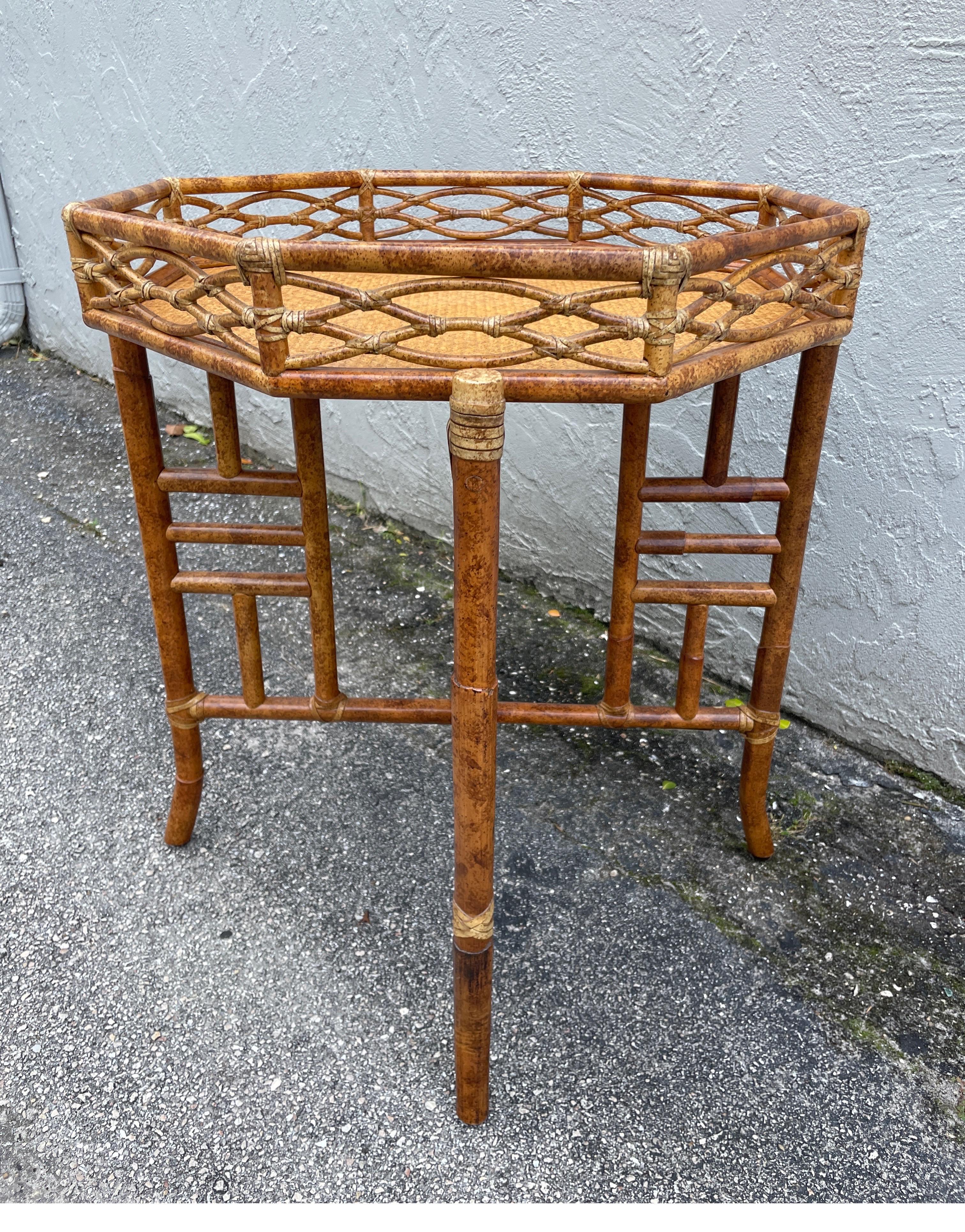 Mc Guire Chinoiserie Style Bamboo Tray Table 1