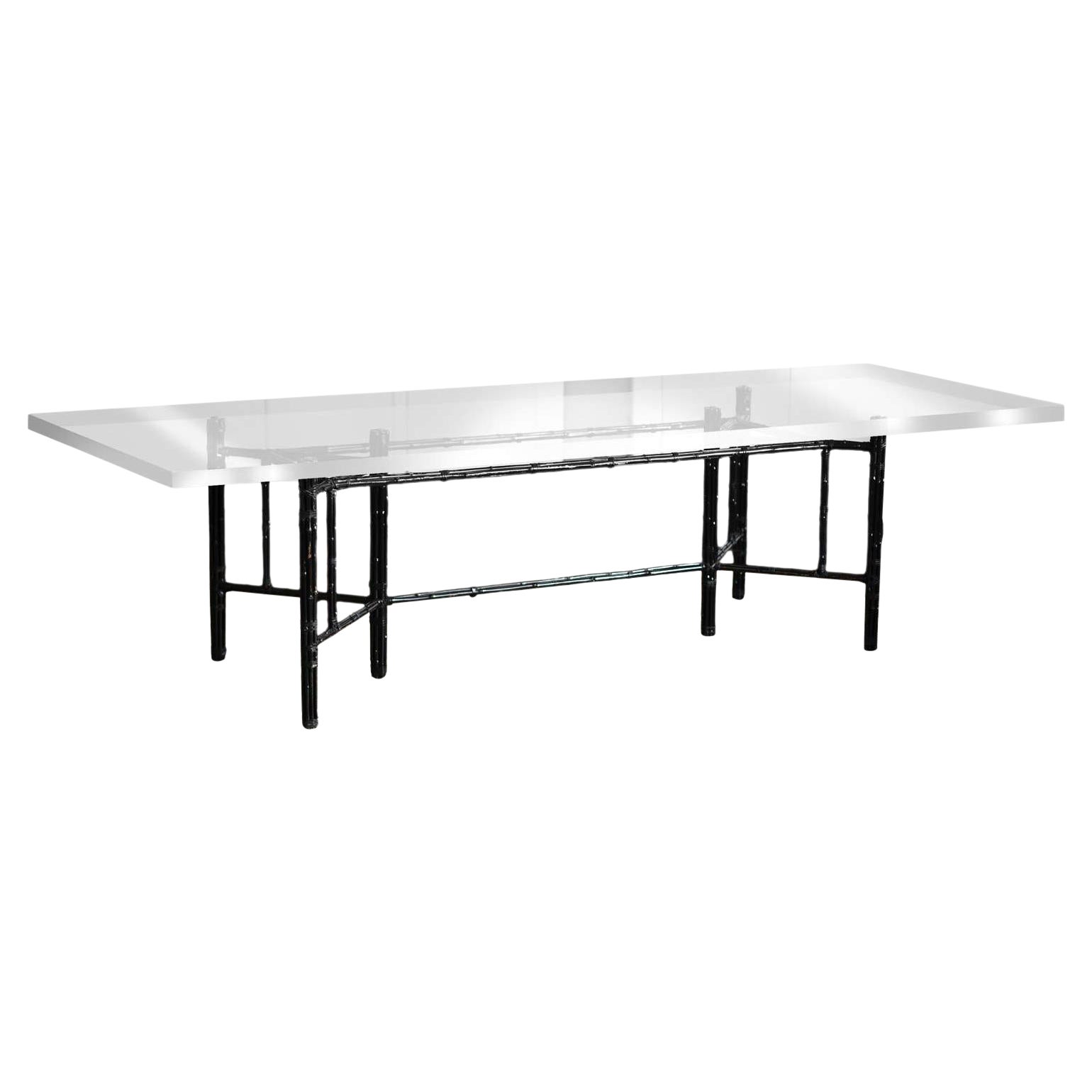 Mc Guire table set with 12 Mc Guire 70's chairs