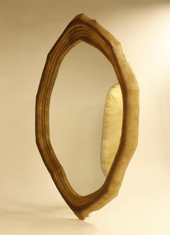 “MC I” Sculptural Mirror in Hand-Pigmented Amber Resin by Marcela Cure