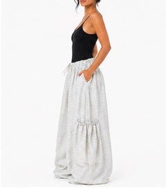 MC Light Blue & White Gingham Plaid Silk Taffeta Rave Cargo Pants