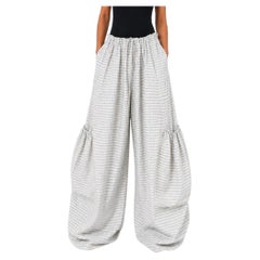 MC Light Blue & White Gingham Plaid Silk Taffeta Rave Cargo Pants