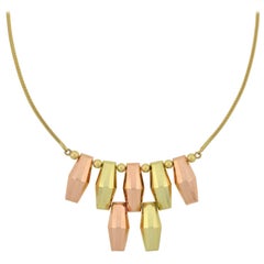 M.C. Mossalone Retro Two-Tone Gold Fringe Necklace