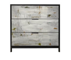 M.C. Nightstands, mix media artwork on drawers