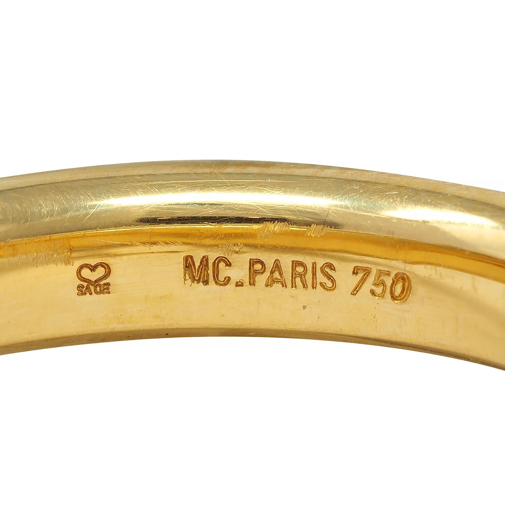M.C. Paris Sapphire 18 Karat Yellow Gold Flush Set Vintage Unisex Band Ring For Sale 6
