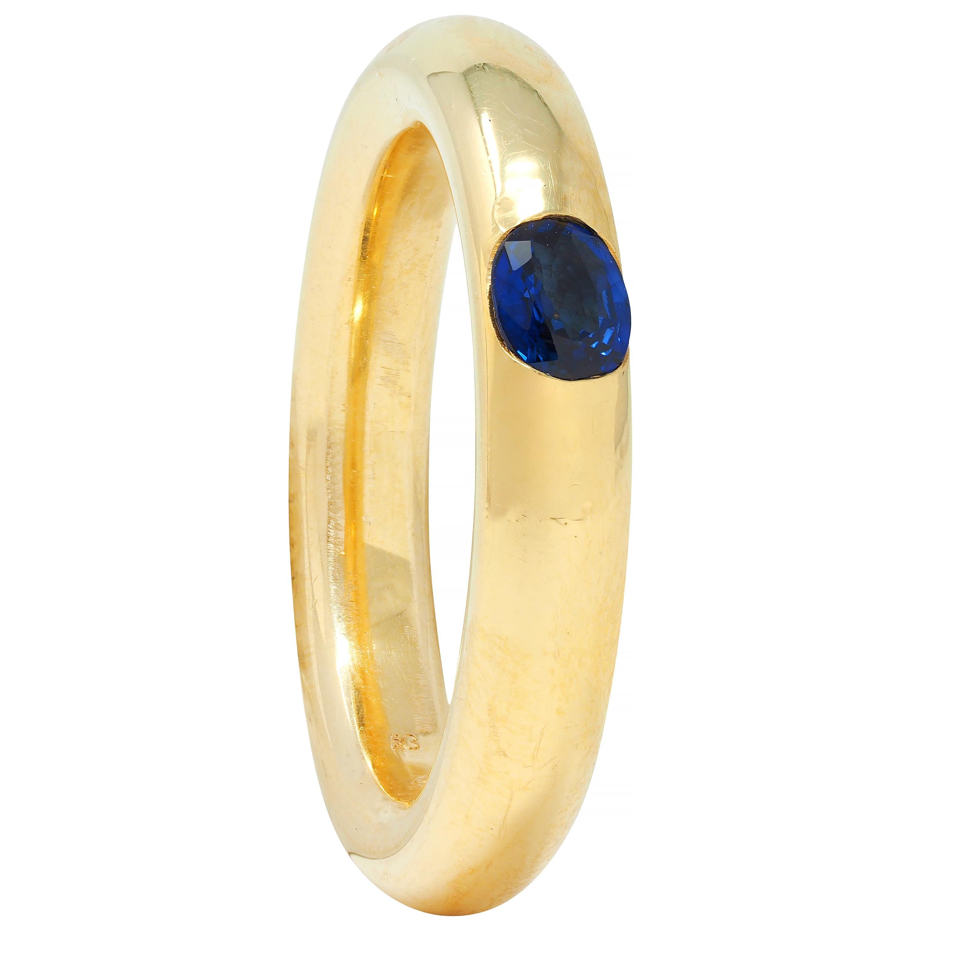 M.C. Paris Saphir 18 Karat Gelbgold Einbau-Ring, Unisex-Ring, Vintage im Zustand „Hervorragend“ im Angebot in Philadelphia, PA