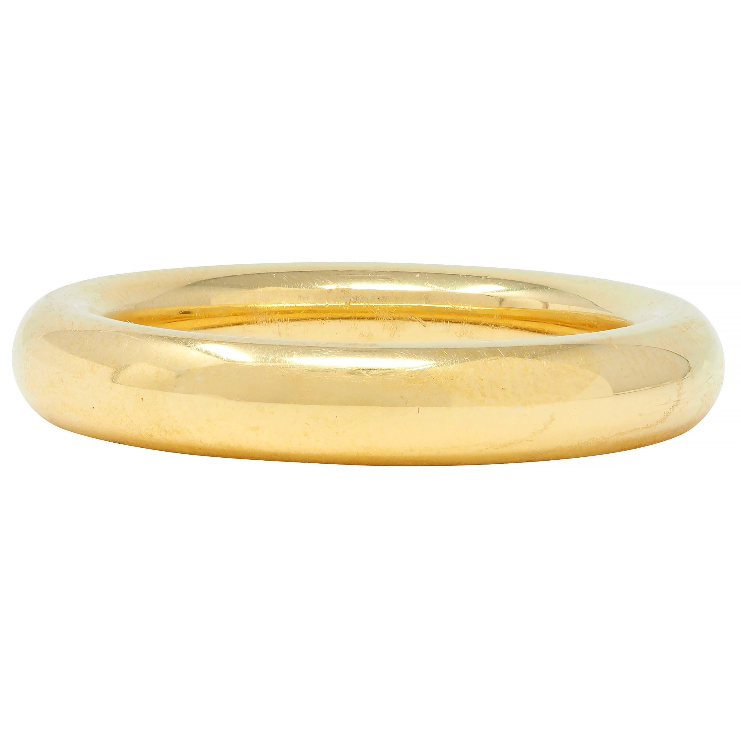 M.C. Paris Sapphire 18 Karat Yellow Gold Flush Set Vintage Unisex Band Ring For Sale 1