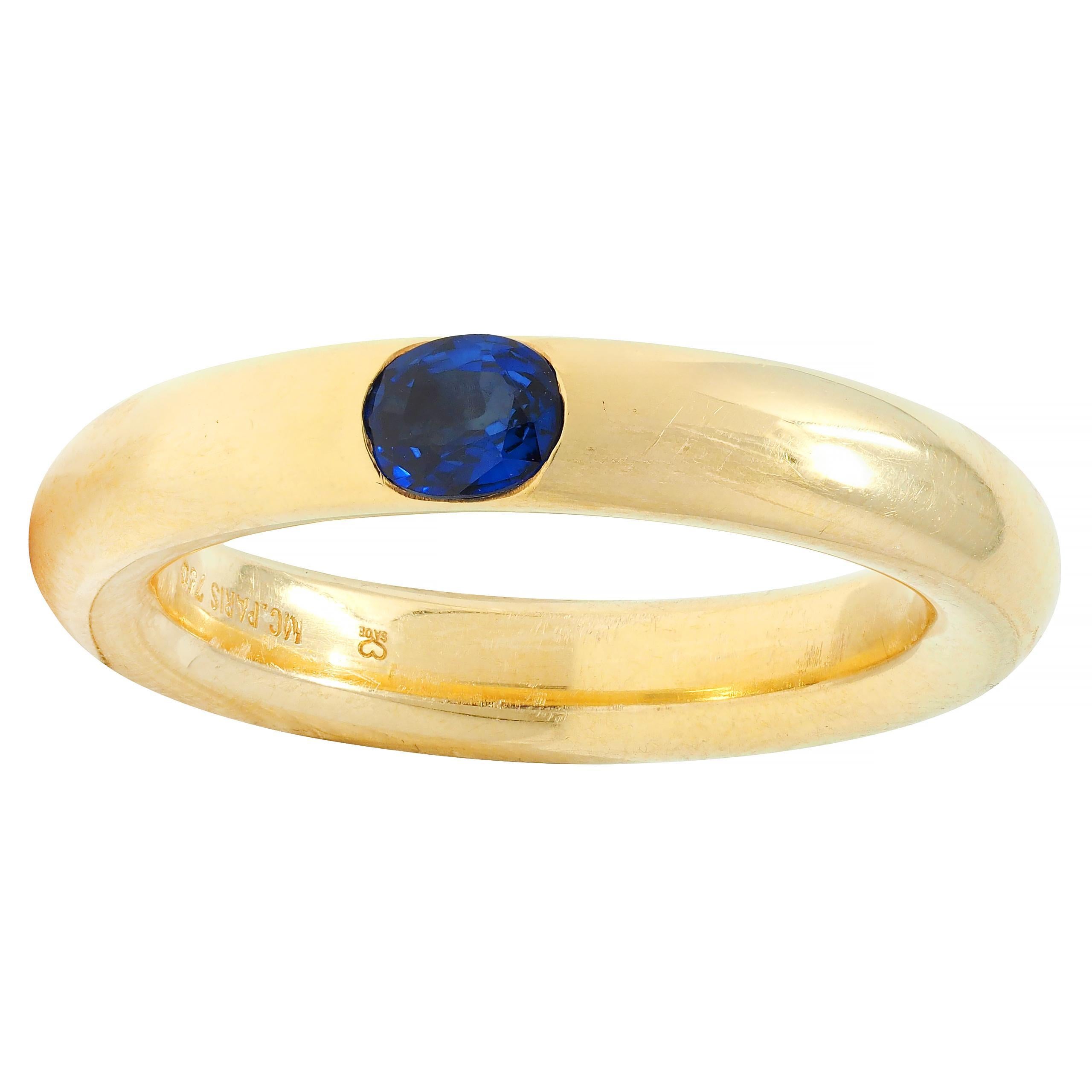 M.C. Paris Saphir 18 Karat Gelbgold Einbau-Ring, Unisex-Ring, Vintage im Angebot 3