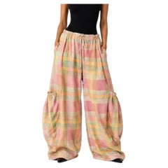 MC Pink & Green Plaid Silk Taffeta Rave Cargo Pants