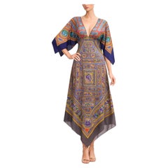 MC Red, Purple & Blue Silk Hermés Persian Qalamdan Scarf dress