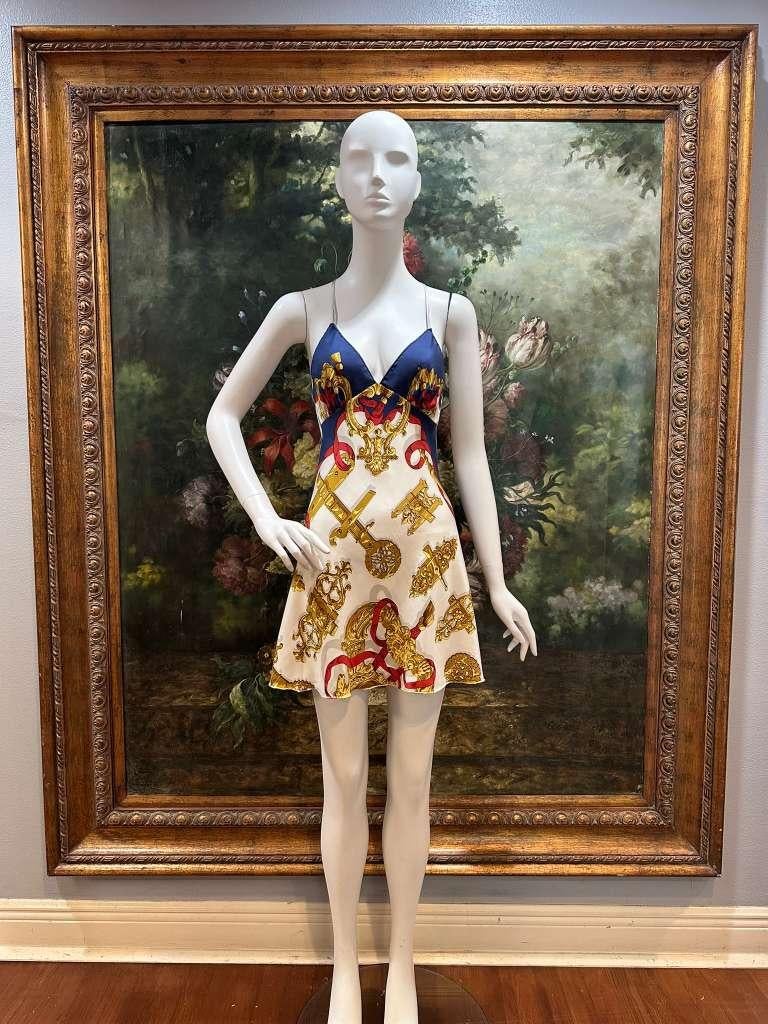 MC Red White and Blue Silk Vintage Hermes 1-Scarf Dress at 1stDibs
