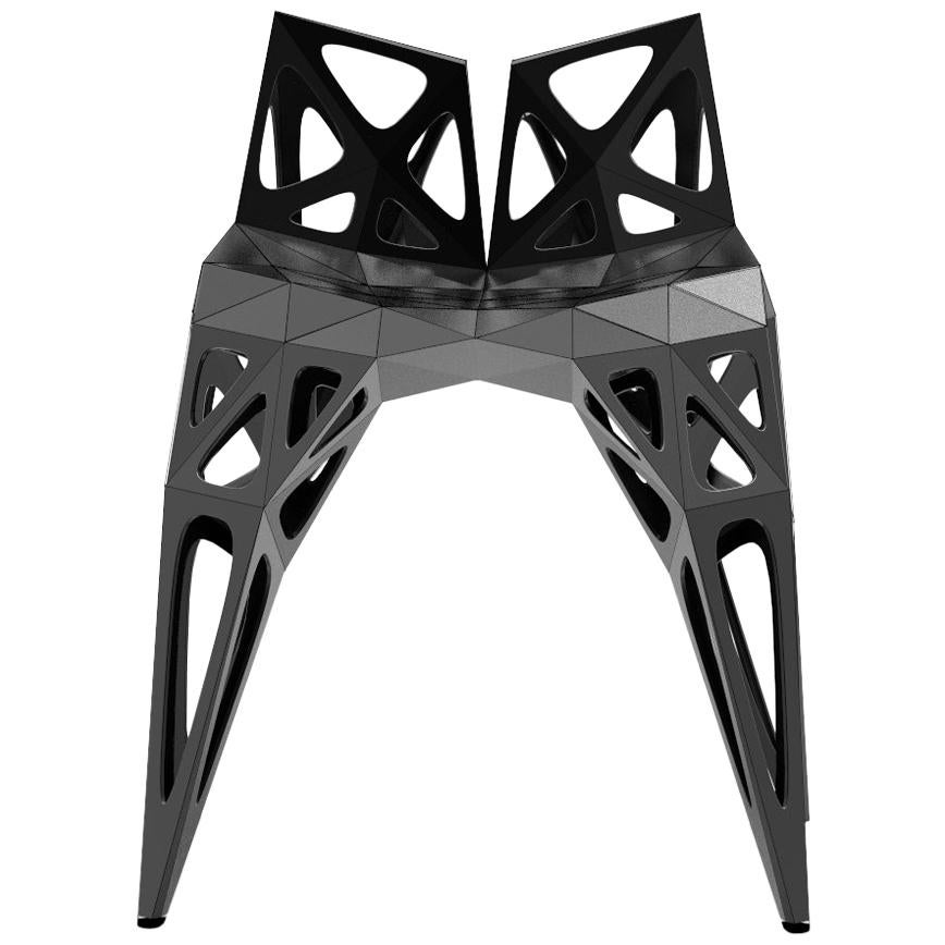 Chaise personnalisable MC03 Endless Form en acier inoxydable noir et argenté