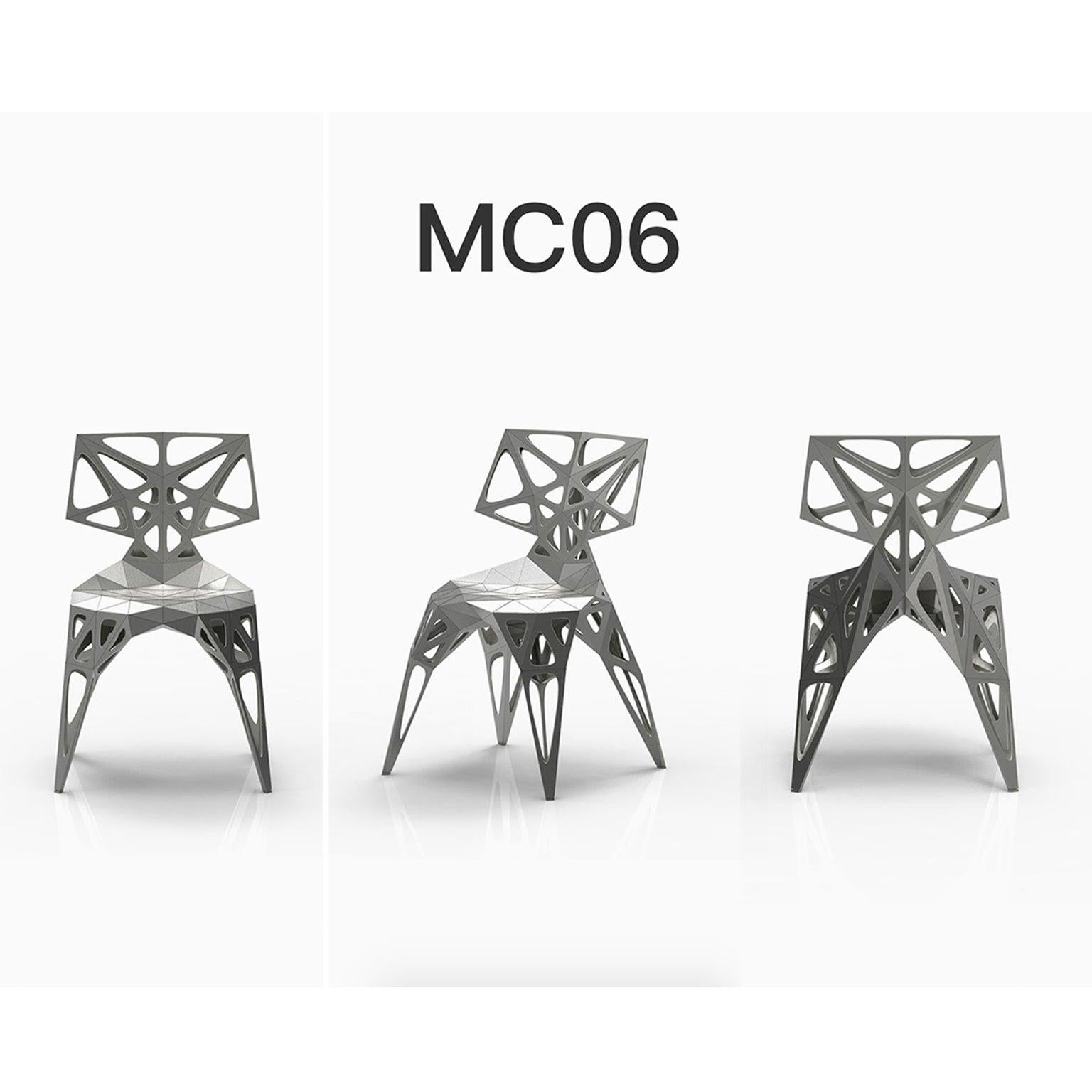 Outdoor and indoor
3 official types chairs / available
Solid
Dots
Frame
2 colors official / available / finish in polish/matt
Black
Silver

Furniture designer Zhoujie Zhang is known for the integration of automated digital design and