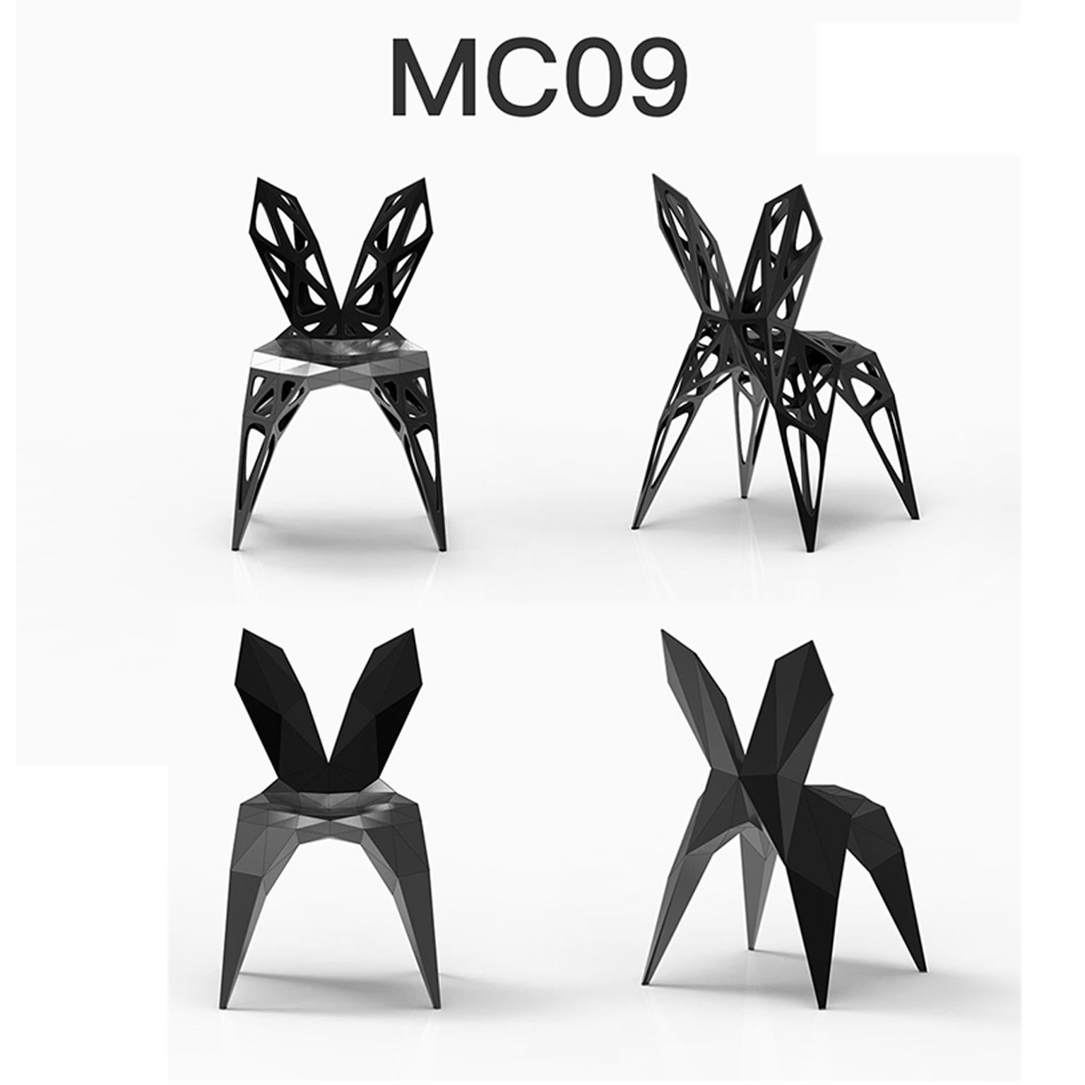Outdoor and indoor
4 official types chairs or available
solid
dots
frame
2 colors official or available or finish in polish or matt
black
silver

Furniture designer Zhoujie Zhang is known for the integration of automated digital design and