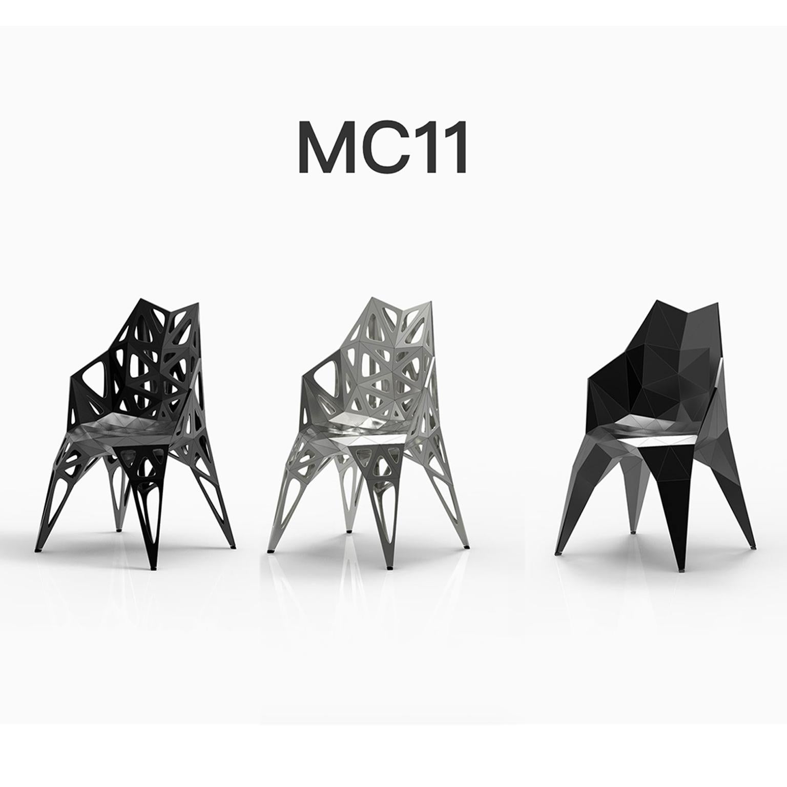 Outdoor and indoor
3 official types chairs / available
solid
dots
frame
2 colors official / available / finish in polish/matt
black
silver

Furniture designer Zhoujie Zhang is known for the integration of automated digital design and
