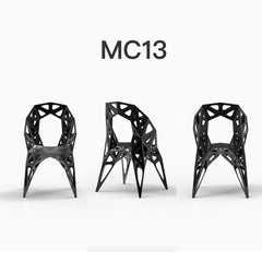 Chaise MC13 Endless Form en acier inoxydable, personnalisable pour l'extérieur, noire et argentée