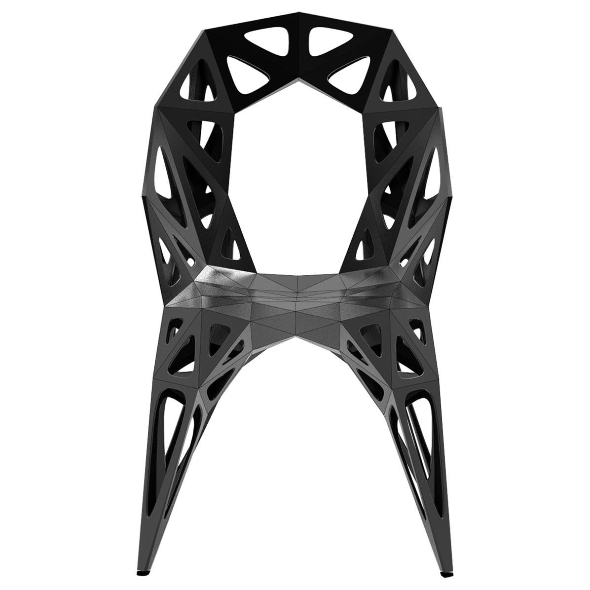 Chaise MC13 Endless Form en acier inoxydable, personnalisable pour l'extérieur, noire et argentée