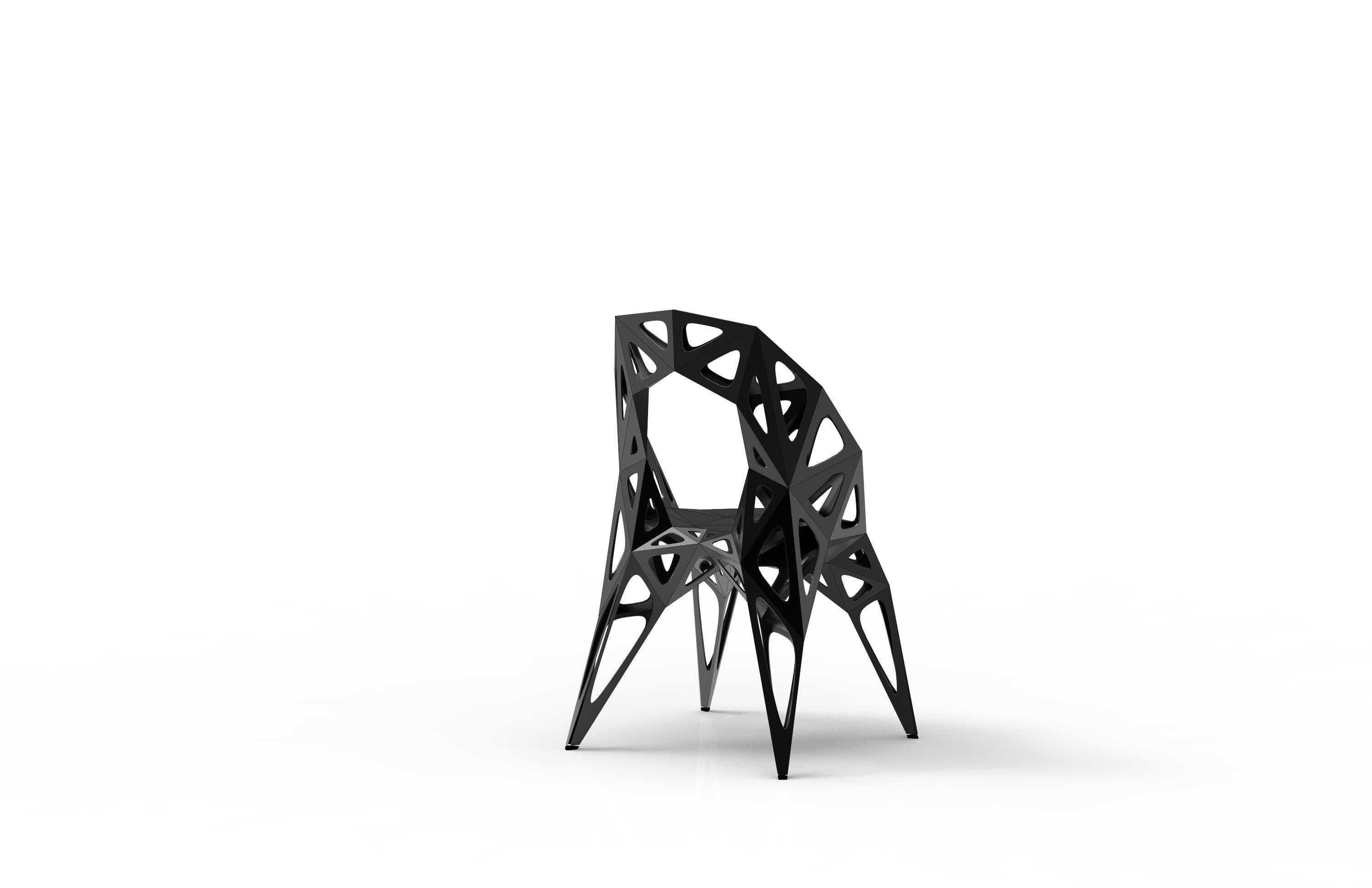 XXIe siècle et contemporain Chaise MC13 Endless Form en acier inoxydable, personnalisable pour l'extérieur, noire et argentée en vente